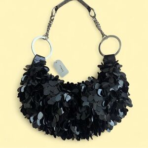 Black Sequin Shoulder Bag